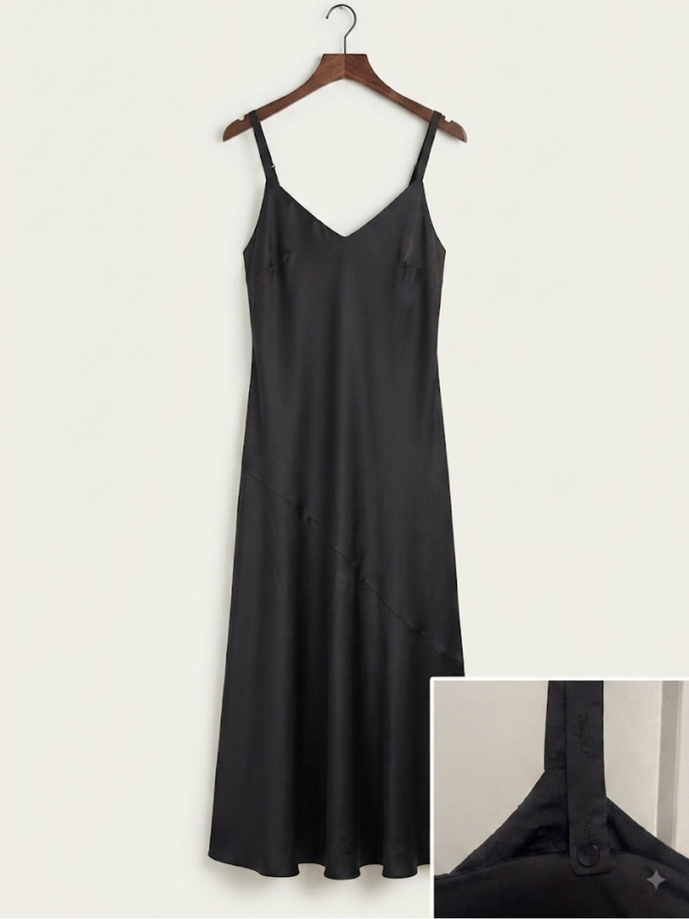 Black Satin Maxi Slip Dress - Elegant Spaghetti Strap